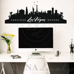 Las Vegas Skyline Vinyl Wall Decal, Casino Decor