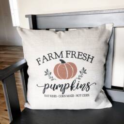 Farm Fresh Pumpkin Linen Pillow Cover - Autumn Farmhouse Decor - thumbnail 2