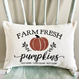 Farm Fresh Pumpkin Linen Pillow Cover - Autumn Farmhouse Decor - thumbnail 3