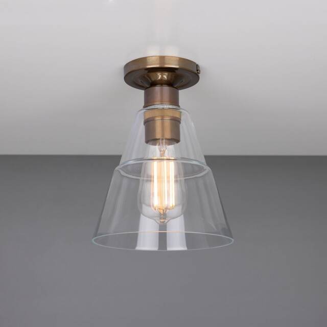 Rigale Flush Ceiling Light With Clear Stepped Glass Shade 7 - image 1