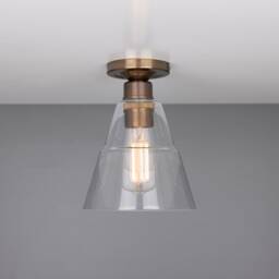 Rigale Flush Ceiling Light With Clear Stepped Glass Shade 7 - thumbnail 2
