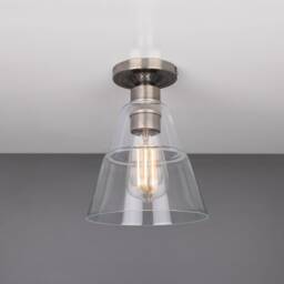 Rigale Flush Ceiling Light With Clear Stepped Glass Shade 7 - thumbnail 3