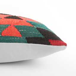 Handwoven Kilim Lumbar Pillow Cover Vintage Turkish Wool - 12x20 - thumbnail 4