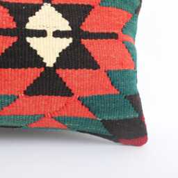 Handwoven Kilim Lumbar Pillow Cover Vintage Turkish Wool - 12x20 - thumbnail 2