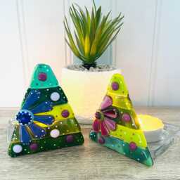 Fused Glass Floral Christmas Tree Candle Holder Decoration - Decoration, Cornish Glass, Fused Glass Cornwall - thumbnail 1