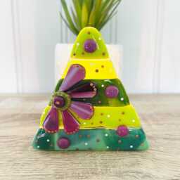 Fused Glass Floral Christmas Tree Candle Holder Decoration - Decoration, Cornish Glass, Fused Glass Cornwall - thumbnail 3