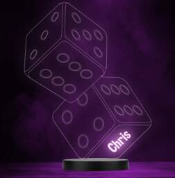 3D Effect Two Dice Personalised Gift Colour Changing Led Lamp Night Light - thumbnail 1