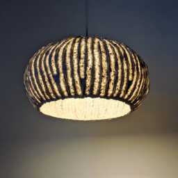 Transparent Oval Lamp Handmade From Paper With Vertical Irregular Stripes. Vege. Model 28 - thumbnail 2