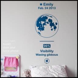 Custom Moon Phase Kids Wall Decal Personalized Birthday Gift - thumbnail 2