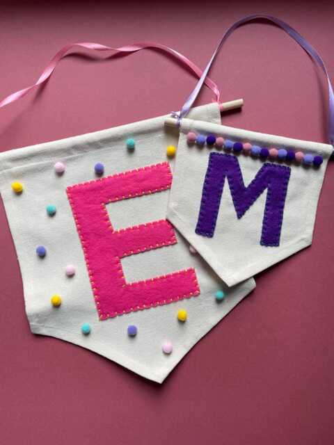 Personalised Initial Wall Banner - Handmade Nursery Decor - image 1