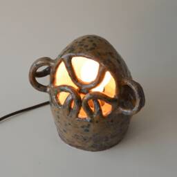 Handmade Brown Ceramic Table Lamp, Modern Bedside Lighting, Minimalist Home Decor Accent - thumbnail 3