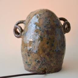 Handmade Brown Ceramic Table Lamp, Modern Bedside Lighting, Minimalist Home Decor Accent - thumbnail 4