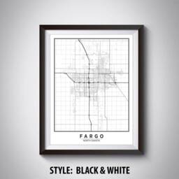 Fargo Nd Map Art Print 1940S Style Travel Poster - thumbnail 2