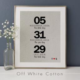 Personalized Anniversary Date Print - Cotton Or Linen, Special Occasions - thumbnail 2