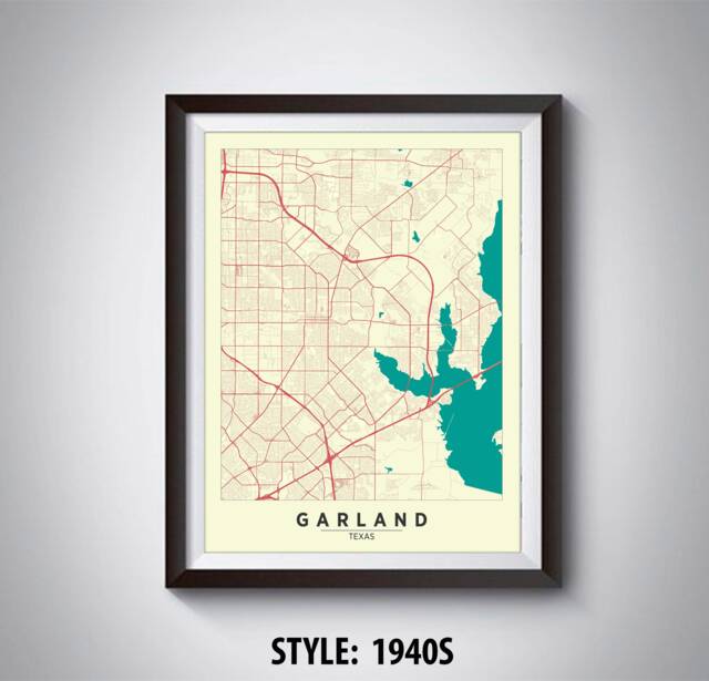 Garland Texas Map Poster Vintage Style Office Wall Art - image 1