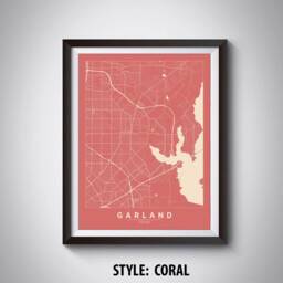 Garland Texas Map Poster Vintage Style Office Wall Art - thumbnail 3