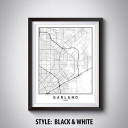 Garland Texas Map Poster Vintage Style Office Wall Art - thumbnail 2