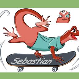 "Wall Sticker ""Lizard On Skateboard" - thumbnail 3