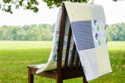 Baby Boy Quilt, Blue & Green Quilt, Boy Bedding, Baby Shower Gift, Robot Nursery, New Gift - thumbnail 1