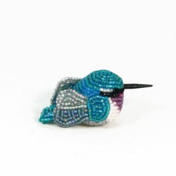 Hummingbird Beaded Miniature Teal Blue Bird Figurine - thumbnail 2