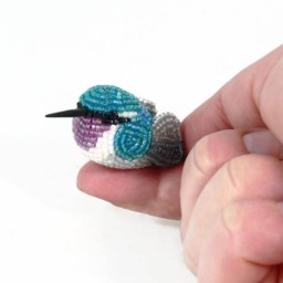 Hummingbird Beaded Miniature Teal Blue Bird Figurine - thumbnail 4