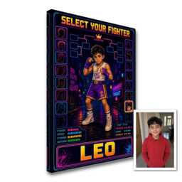Personalised Street Boxer Canvas From Photo, Custom Text Arcade Fighter Portrait, Retro Gaming Wall Art Gift For Kids Bedroom - thumbnail 1
