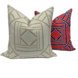 Thibaut Shoji Panel Dynasty Collection Aqua Cushion Cover Pillow Double Sided - thumbnail 3