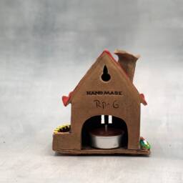 Handmade Ceramic House Tealight Holder Rustic Wall Decor - thumbnail 4