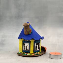Handmade Ceramic House Tealight Holder Rustic Wall Decor - thumbnail 2