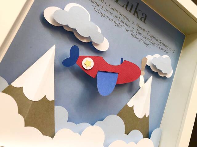 Paper Airplane Name Sign - Modern Aviation Nursery Decor, Gender Neutral Baby Shower Gift, Custom Plane, Personalized Gift - image 1