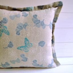Decorative Pillow, Butterfly Throw Pillows, Tourquoise, Modern Design, Pillow Cover & Padding, Grey, Crude , White Colour - thumbnail 4
