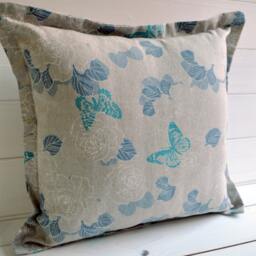 Decorative Pillow, Butterfly Throw Pillows, Tourquoise, Modern Design, Pillow Cover & Padding, Grey, Crude , White Colour - thumbnail 1