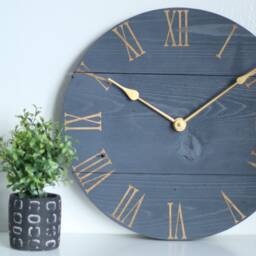 Wood Wall Clock - Navy Gold Accent 15 - thumbnail 2