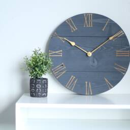 Wood Wall Clock - Navy Gold Accent 15 - thumbnail 3