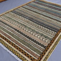 4x6 Afghan Striped Rug, Natural Dyes Beige Turkmen Hand Knotted Wool Area Oriental Gabbeh Rug For Bedroom, Office, Living Room - thumbnail 2
