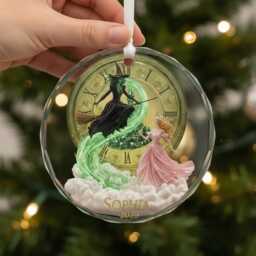 Personalized Wicked Glass Ornament 2025, Elphaba & Glinda Christmas Ornament, The Musical Gift, Emerald City Fantasy - thumbnail 1