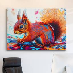 Abstract Squirrel Animal Art Oil Painting Framed Poster Print, Canvas Wall Decor Bedroom Home Interior Birthday Gift