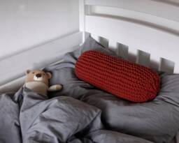 Chunky Knit Bolster Pillow Terracotta Knitted Neck Cushion