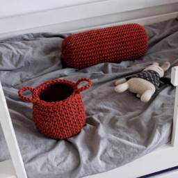 Chunky Knit Bolster Pillow Terracotta Knitted Neck Cushion - thumbnail 3