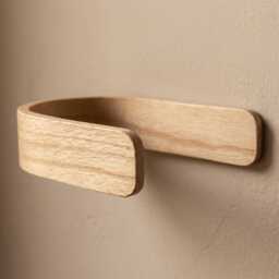 Curtain Holdbacks - Oak Adhesive Tie Backs No Drill Hooks Wooden Wall Mounted Single Or Pair - thumbnail 1