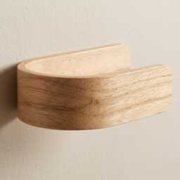 Curtain Holdbacks - Oak Adhesive Tie Backs No Drill Hooks Wooden Wall Mounted Single Or Pair - thumbnail 4