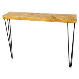 Rustic Console Table With Hair Pin Legs - Reclaimed Treated Timber Style Solid Wood Furniture 19.5cm X 4.4cm Custom Sizes - thumbnail 3