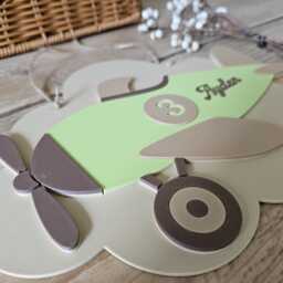 Personalised Airplane Name Sign - Retro Door Or Wall Decor For Kids Room - thumbnail 2