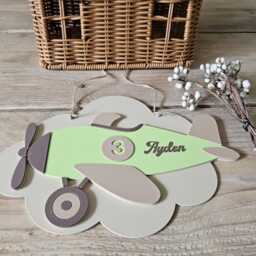 Personalised Airplane Name Sign - Retro Door Or Wall Decor For Kids Room - thumbnail 3