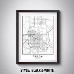 Tulsa Ok Map Print Vintage Style Travel Poster, Office Wall Art - thumbnail 2