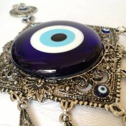 Turkish Evil Eye Wall Hanging Fused Glass Kabbalah Decor - thumbnail 2