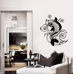 Koi Carp Vinyl Wall Decal Asian Style Room Home Decor Zen Japanese Art Stickers Mural - #2680Di - thumbnail 1