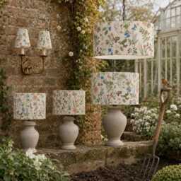Clarke & Secret Garden On Cream Lampshade Handmade Fabric Lamp Shade, Drum Oval Empire Or Candle Clip, Ceiling Pendant Table - thumbnail 2