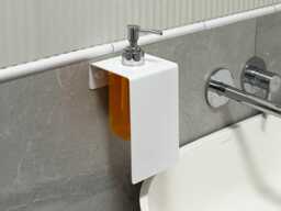 White Stainless Steel Soap Dispenser, Modern Bathroom Accessory, Liquid Bottle Holders, Sapo - thumbnail 1