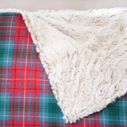British Columbia Tartan Blanket, Red Plaid Faux Fur Throw - thumbnail 3